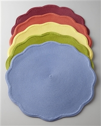 16" Round Scallop Placemat Denim by Deborah Rhodes