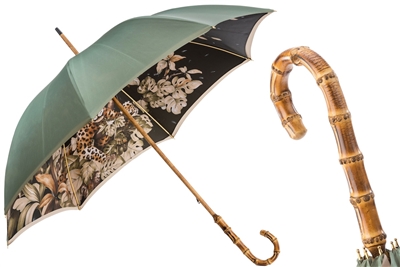 Green Umbrella with Leopard Scene Interior by Pasotti