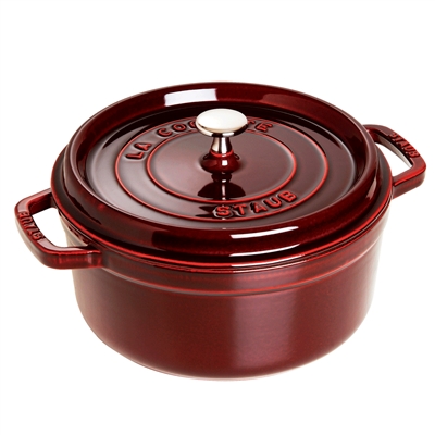 Cast Iron 4-qt Round Cocotte - Grenadine by Staub