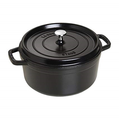 Cast Iron 5.5-qt Round Cocotte Matte Black by Staub