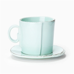 Lastra Aqua Espresso Cup and Saucer by VIETRI