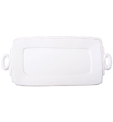 Lastra White Handled Rectangular Platter by Vietri