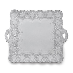 Merletto White Square Platter with Handles by Arte Italica