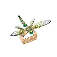 Kim Seybert - Dragonfly Napkin Ring in Green - Set of 4 in a Gift Box