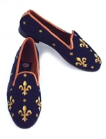 ByPaige - Fleur de Lis on Navy Needlepoint Women's Loafer