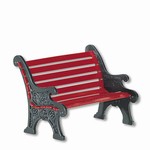 RED WROUGHT IRON PARK BENCH
