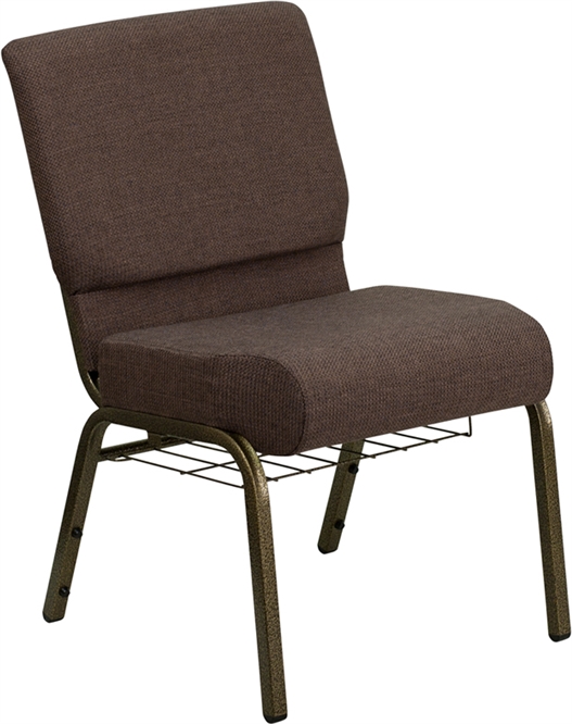 <span style="font-size: 11pt; color: rgb(0, 0, 128);">Brown  21" Church Chair w Rack </span>