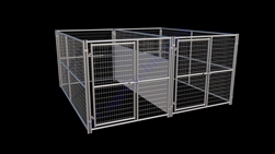 Multiple Dog Kennels, 2-Run Dog Kennels w/ FightGuard Divider 6x12