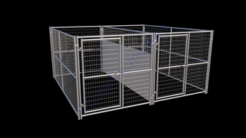 Multiple Dog Kennels, 2-Run Dog Kennels w/ FightGuard Divider 6x12