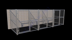 3-Run Indoor/Outdoor Kennels 6'W x 6'L x 6'H