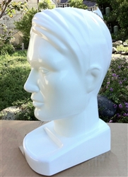 Male Display Head in White with business card holder - Special Order Only