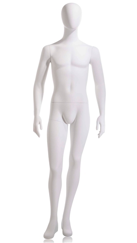 White Male Mannequin - Oval Head - Leg Bent from www.zingdisplay.com