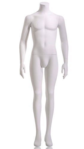 Male Mannequin, Headless - White - Hands at Sides from www.zingdisplay.com