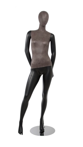 Black Leatherette Mixed Fabric Female Mannequin