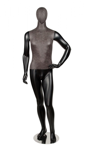Black Leatherette Mixed Fabric Male Mannequin