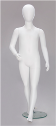 Matte White Egghead Child Mannequin - Walking Pose | Fiberglass
