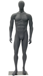 Athletic Gray Egghead Male Mannequin - Right Leg Bent