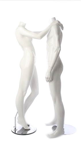 Glossy White Headless Mannequin Couple Set