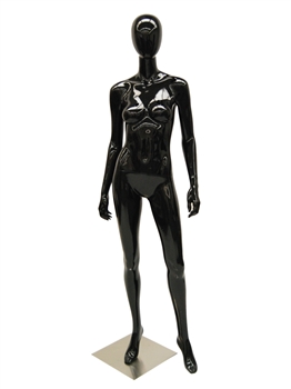 Glossy Black Female Mannequin with Egghead