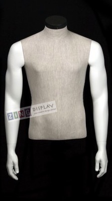 Linen Mixed Fabric 1/2 Torso Male Mannequin Form