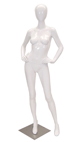 Egghead Female Mannequin - Hands on Hips in Gloss White Finish