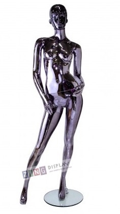 Unbreakable Black Chrome Female Egghead Mannequin