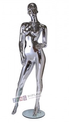Unbreakable Silver Chrome Female Egghead Mannequin