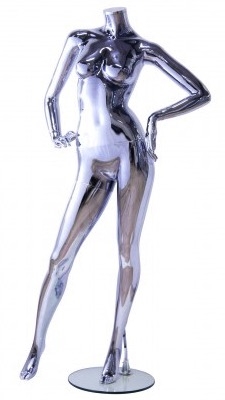 Unbreakable Black Chrome Female Headless Mannequin Hands on Hips