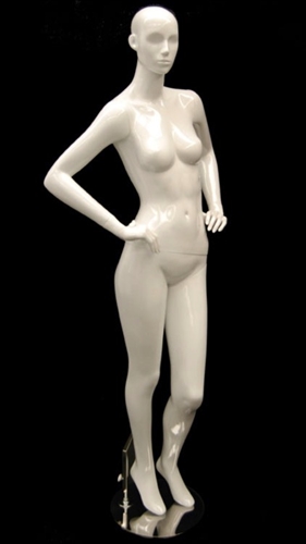 White Mannequin Abstract Head Female with Hands on Hips