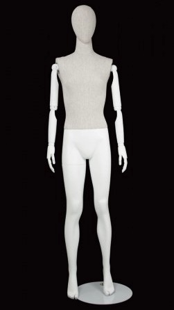 Linen Mixed Fabric Mannequin with Bendable Wooden Arms