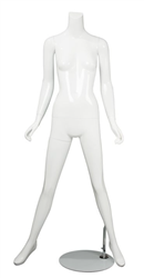 Female Mannequin Glossy White Headless Changeable Heads