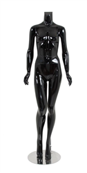 Female Mannequin Glossy Black Headless Changeable Heads