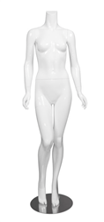 Female Mannequin Glossy White Headless Changeable Heads