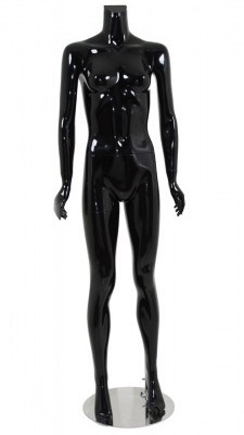 Female Mannequin Glossy Black Headless Changeable Heads