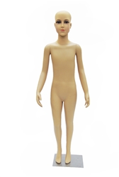 5-6 year old child in standing pose. Unisex child mannequin with realistic facial features. Its head can swivel and is detachable if you prefer a headless mannequin for your display.