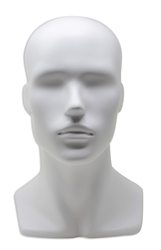Male Head with Facial Features and Ears - Matte White