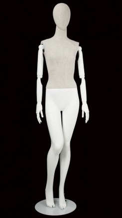 Linen Mixed Fabric Female Mannequin Bendable Arms Leg Bent In