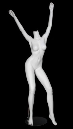 Matte White Headless Female Mannequin with Arms Up