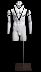 Ghost Matte White Male Headless 3/4 Torso Display Form