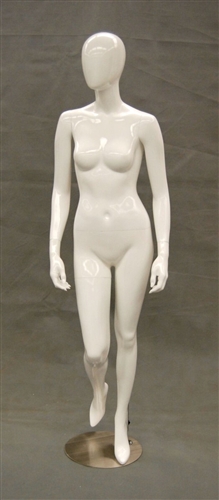Egghead Glossy White female mannequin with right leg up