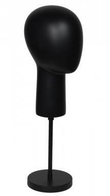 Female Egghead Mannequin Head Form Matte Black with Base