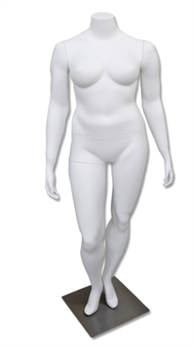 Matte White Headless Plus Size Mannequin Hand on Hip