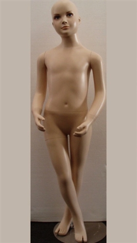 Unisex Child Mannequin has realistic facial features.