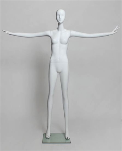 Glossy White Female Mannequin with Abstract Head