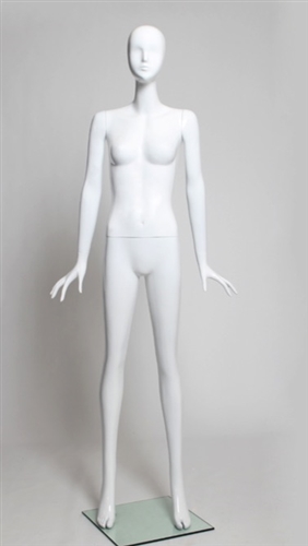 Glossy White Female Mannequin with Abstract Head