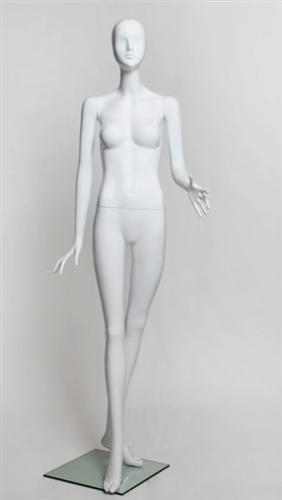 Glossy White Female Mannequin with Abstract Head