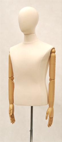 Headless Male Dress Form with Bendable Wooden Arms