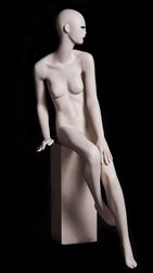 Abstract Female Mannequin with Classic Makeup - Seated Pose