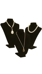 Black Velvet Necklace Displays - Set of 3