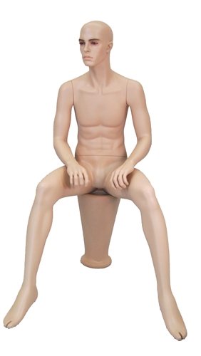 Realistic Male Mannequin seated with arms on knees